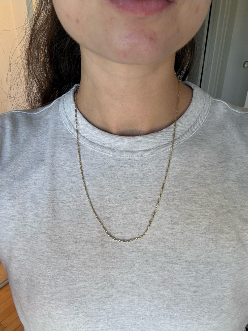 14K Gold Plated Dainty Rope Chain Necklace Adjustable 21”